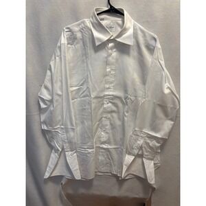 Ben Silver Charleston Fine  Mens White Long Sleeve Button Up Dress Shirt 17.5-35